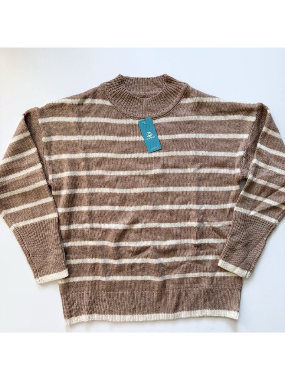 Cupshe Women’s striped brown sweater size S Small NWT